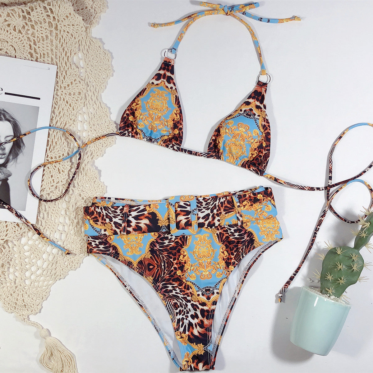 Amalfi Printed Halter Bikini – Luxury Resort Swimwear