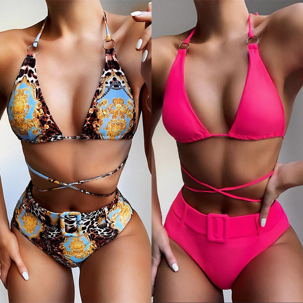 Amalfi Printed Halter Bikini – Luxury Resort Swimwear